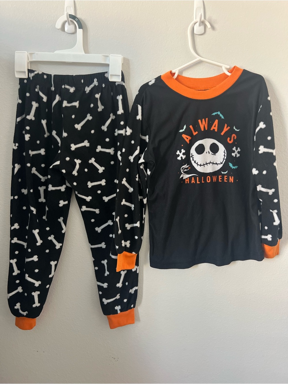 Disney Black & Orange 'Always Halloween' Skeleton Pajama Set